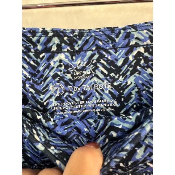 T Talbots Blue Black UPF 50 Pants L Performance Leggings - Picture 3 of 5